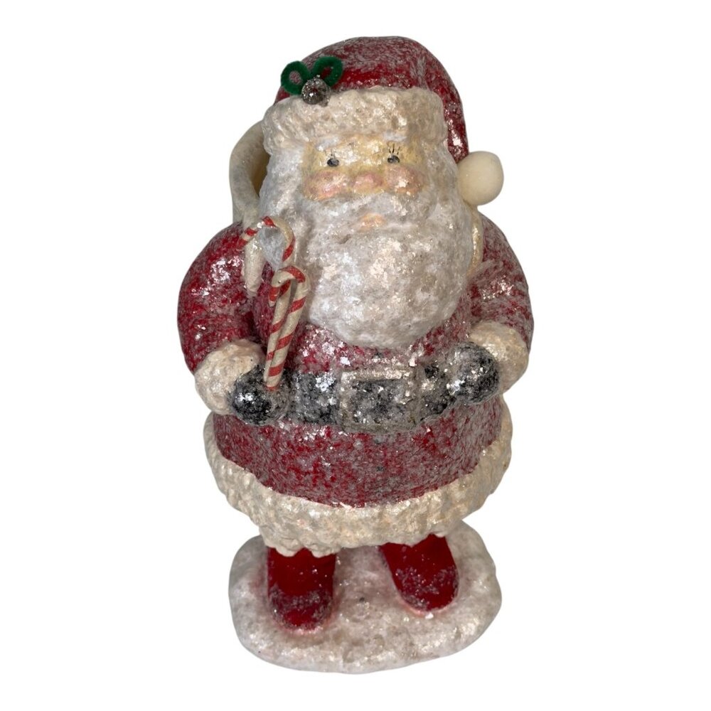 SCF Midwest of Cannon Falls Glittery Santa Claus Figurine w/ Candy Canes
